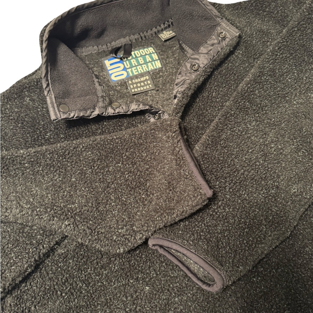 OUTDOOR URBAN TERRAIN OUT Vintage Fleece Button Up Pullover Black Men Size XL